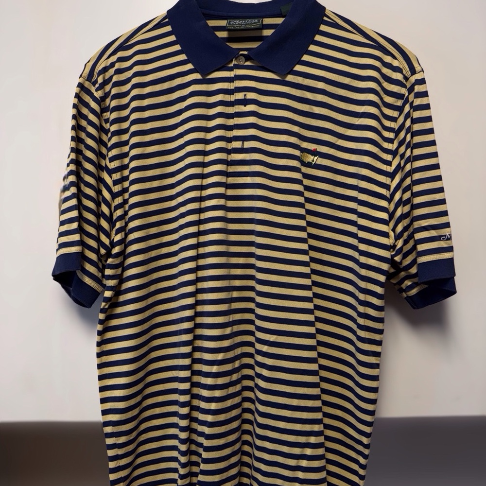 Masters Collection Navy and yellow striped polo